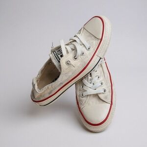 Converse All Star Low Top Sneakers White Red Blue Trim Women Size 7.5‎